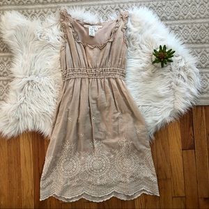 Neutral Embroidered Summer Dress